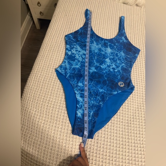 NWOT Blue Patterned One Piece Swimsuit - Picture 3 of 12